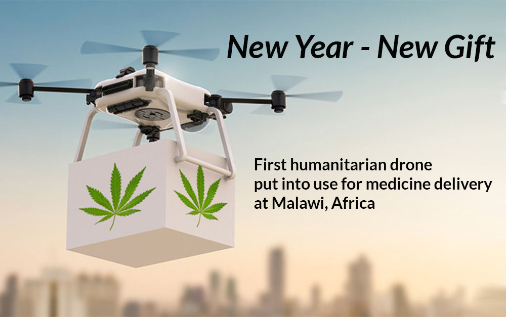 First-humanitarian-drone-put-into-use-for-medicine-delivery-at-Malawi,-Africa